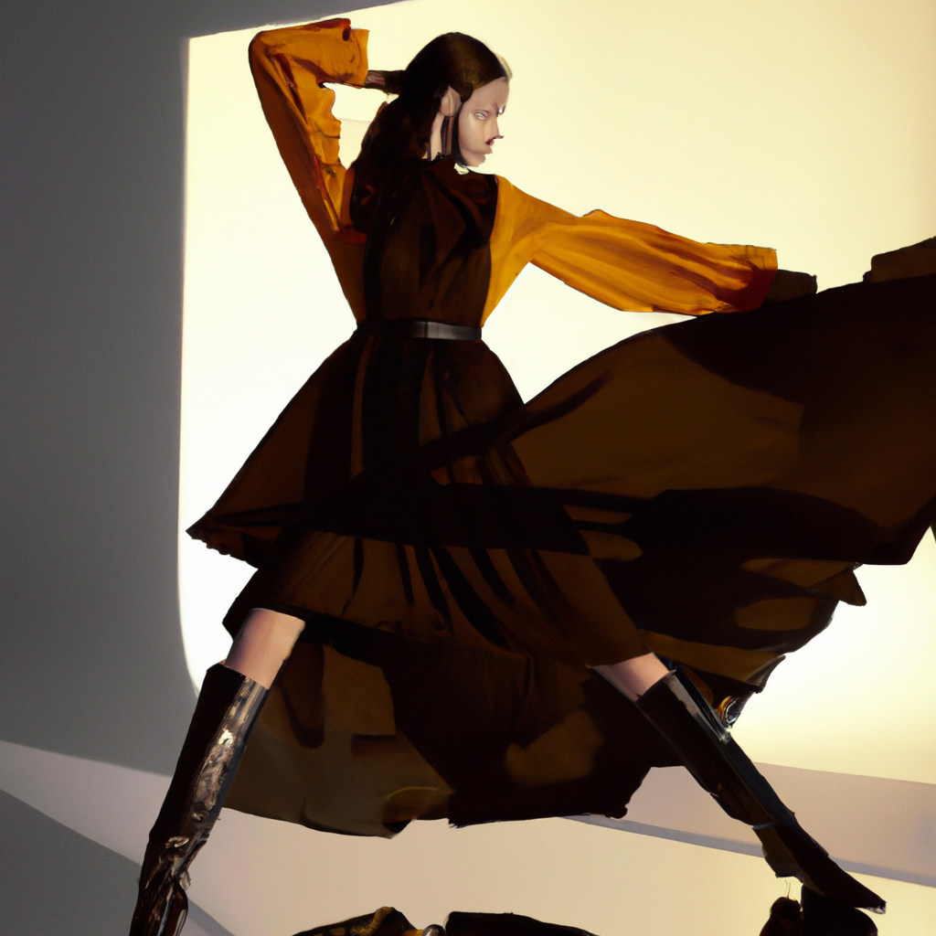 Editorial de moda con sombras largas y composición geométrica