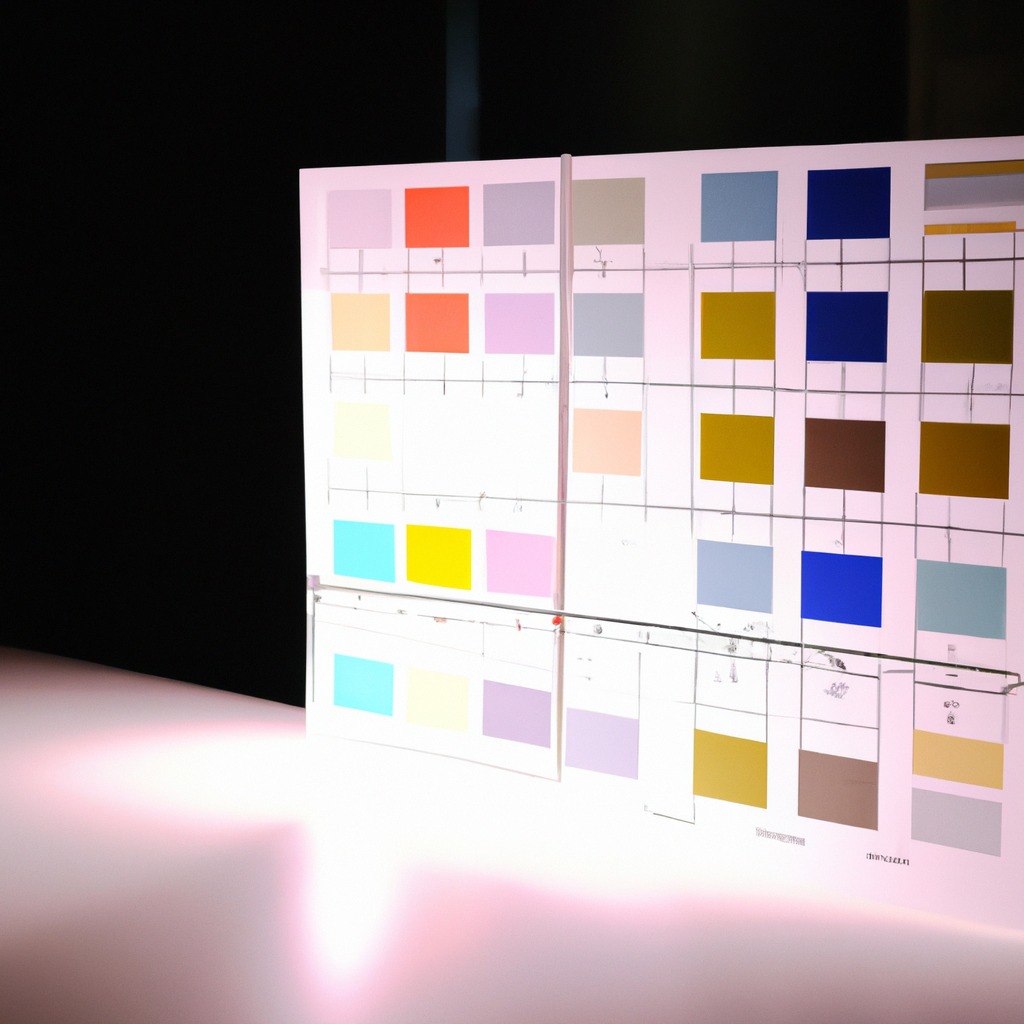 Pizarra de flujo con tarjetas blancas minimalistas y codificación por colores